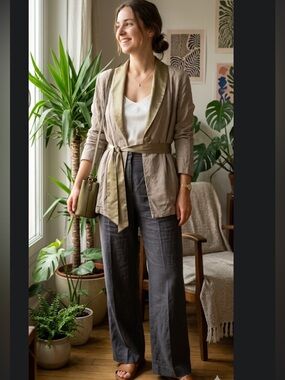 Elegant Beige Long Coat with Belt